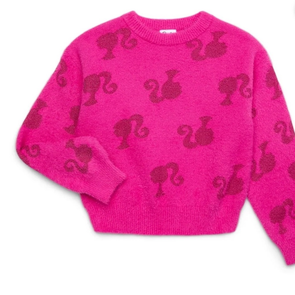 Girls Chic Mattel Fuchsia Patterned Sweater